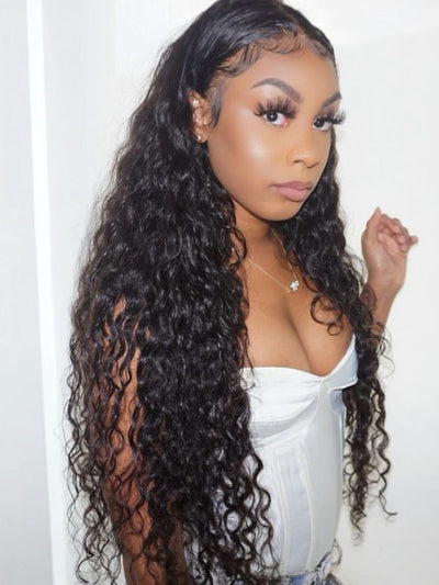 Doubleleafwig Messy Deep Wave Dream HD Lace Front Human Hair Wigs Pre Plucked Hairline D113