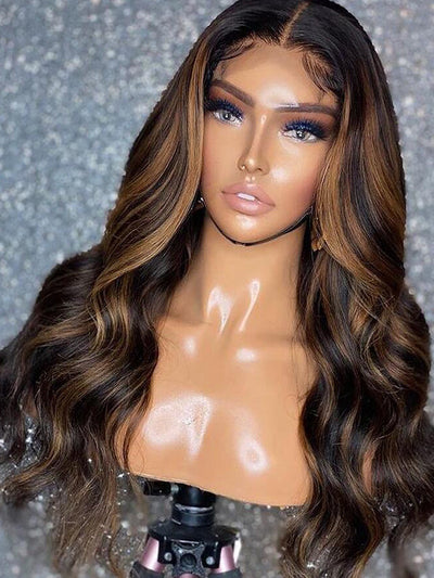Glueless Highlights Body Wave Soft Raw Hair Lace Frontal Wig for Beginners DB168