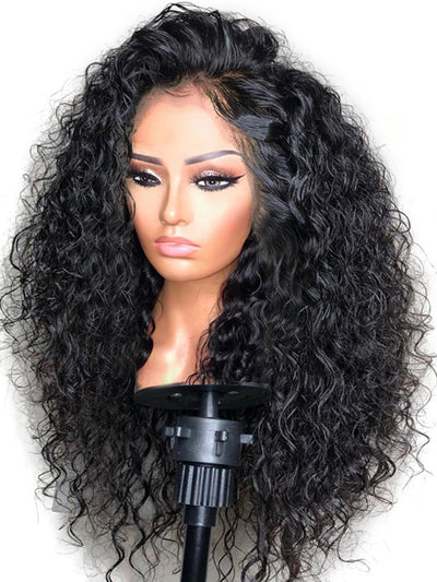 Doubleleafwig Brazilian Curly Human Hair Pre Plucked Hairline HD Lace Front Wig Glueless D22