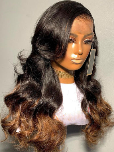 Doubleleafwig Ombre Brown Body Wave HD Lace Front Wig Human Hair DB164