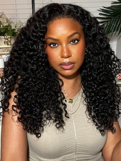 Doubleleafwig Brazilian Kinky Curly 150% 180% High Density 360 HD Lace Frontal Wigs 100% Human Hair MC55